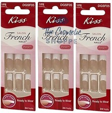 Kiss SALON FRENCH Long Length Nails x 3 New Packs ‼️RARE‼️ 3-pk Deal‼️ picture