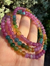 Certified 4.7mm High-Grade Natural Tourmaline Beaded Necklace, 3-Wrap Bracelet picture