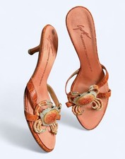 Giuseppe Zanotti Embellished Crab Cancer Kitten Heel Sandals Vintage Archival 38 picture