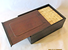 Antique Bone & Bamboo Mahjong 144 Tiles in Dovetailed Walnut Box picture