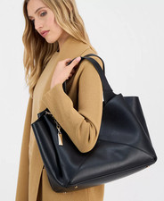 I.N.C. International Concepts Liliah Large Seamed Shoulder Bag Black Gold picture