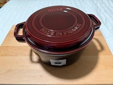 Staub Cast Iron 7 qt, Round Dutch oven, Braise and Grill.  Grenadine picture