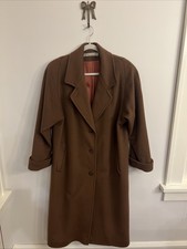 VTG Larry Levine 100% Pure Wool Brown Coat Full Length Size 8 Old Money Tailored picture