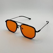 Men’s Retro Orange And Black Aviator Sunglasses picture