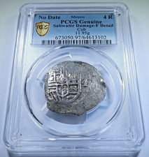 PCGS Shipwreck 1600's Spanish Mexico 4 Reales Genuine Colonial Pirate Cob Coin picture
