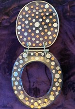 Vintage Novelty 1970's Lucite Toilet Seat with Embedded with Real $US Coins picture