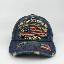 US 250th Anniversary Hat Denim Baseball Cap Patriotic 1776–2026 American picture