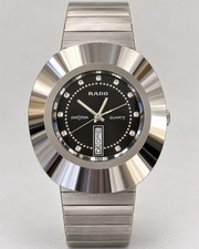 Vintage Rado DiaStar 108.0107.3 Quartz Black Dial Day Date Swiss Watch with Box picture