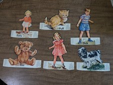Vintage 1951 Dick & Jane, Sally, Tim, Puff, Spot Classroom Standup Figures Rare picture