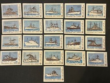Travelstamps: 1977 Russia Matchbix Labels - Lot of 21 Domestic Vessels & Ships picture