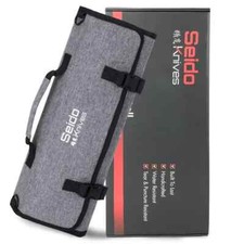 Seido Knives Chef's Knife Roll Bag (16 Slots), Waterproof Knife Storage Gray Bag picture