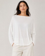 Theory Womens White Boat Neck Top size Medium New Minimalist Capsule Neutral picture