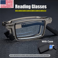 2Pairs Foldable Blue Light Reading Glasses Metal Full-Frame with Case Unisex picture