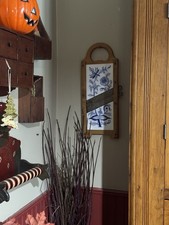Vintage German ceramic and wood cabbage slicer, “Blue Onion