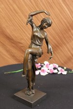 Signed D.H. Chiparus Art Nouveau Gypsy Dancer Bronze Sculpture Home Decoration picture