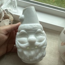Vintage Fenton Milk Glass Santa Claus Fairy Lamp 