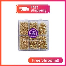 Sentovac Edible Gold Pearls Sprinkles 4 Size（2mm 4mm 7mm 1cm）Mix for Cake Decora picture