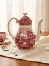 Vintage Royal Warwick Pink River Scene Coffee Teapot English Transferware China picture