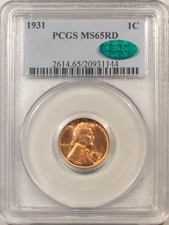 1931 LINCOLN CENT, PCGS MS-65 RD, CAC; A PQ HEADLIGHT W/ SCREAMING LUSTER picture