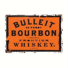 Vintage Bulleit Bourbon Tin Sign - 90 Proof Frontier Whiskey Bar/Man Cave Decor picture