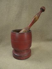 Great Red Primitive Antique Mortar & Pestle  6” tall picture
