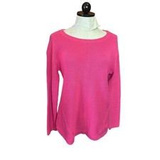 Talbots Womens Pink Pima Cotton Textured Knit Long Sleeve Sweater Size M NWT picture