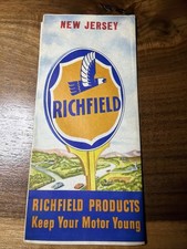 Vintage 1953 Richfield New Hampshire Vermont Maine Road Map Fold-Out Gas Oil USA picture