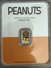 2026 PAMP 0.5g .9999 Gold Bar Peanuts It’s The Great Pumpkin Charlie Brown  picture