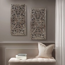 Distressed Carved Wood 2-piece Wall Decor Set picture
