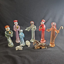 Vintage Murano Style Opalescent Blown Glass Nativity Scene Set 9-Piece Pastel 6