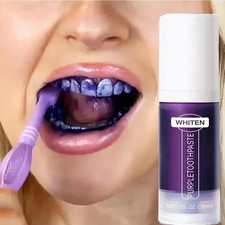 V34 Purple Teeth Whitening Toothpaste Stain Removal Fresh Breath USA Seller picture