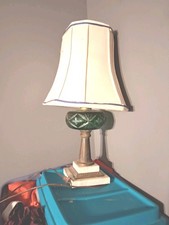 Antique 1950's Italian Bronze & Emerald Cut Crystal Table Lamp & a Marble Base picture