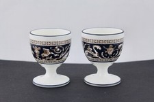 SET OF 2 WEDGWOOD ENGLAND FLORENTINE W1956 DARK BLUE EGG CUPS - MINT picture