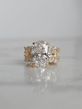 Luxury 7.50 Ct Oval Cut Lab Grown Diamond Engagement Ring Solid 14K Yellow Gold picture