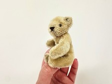 Vintage Steiff Miniature Teddy Bear blonde Posable Mohair Teddy 3” West Germany picture