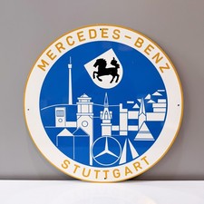 Mercedes Stuttgart City Skyline Vintage Heavy Metal Sign – 50 cm (19.7”) picture