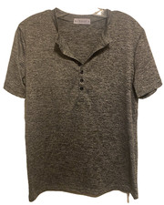 Kuyigo Men's Short Sleeve Henley Shirt 7 buttons Heather Gray Size Small NWOT picture