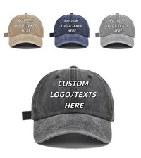 Personalized Vintage Washed Baseball Cap, Custom Name Logo Text Hat Adjustable picture