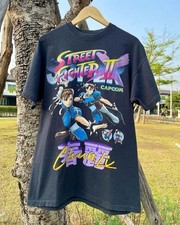Rare Street Fighter II Graphic Basic Black Graphic T shirt Reprint S-5XL picture