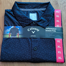 Callaway Opti-Dri Mens Golf Polo Stretch Moisture Wicking Black Blue Geo XL picture
