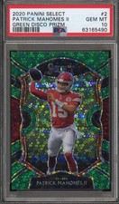 Panini 2020 Select Concourse Patrick Mahomes II #2 Green Disco Prizm /5 PSA 10 picture