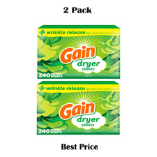 Gain Dryer Sheets Anti-Static Fabric Softener, Original Scent, 240 Count 2 Pack picture