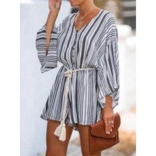 VICI Women's Kimono Sleeve Striped Boho Romper Size Small 0-4 picture