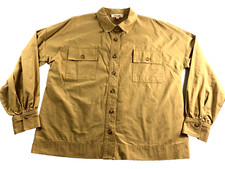 Mazik Womens Top Sz M Mustard Button Up Long Sleeve Collared Chest Pockets NWT picture