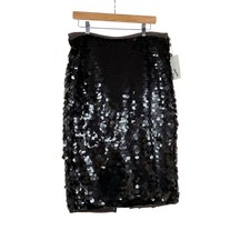 New Worthington Women's Midi Pencil Skirt Sequin Size 14 Hot fudge Brown Black picture