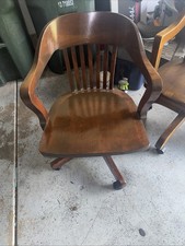 Antique Johnson Chair Co OG Collectible Oak Retro Banker Swivel Office LOCAL PIC picture