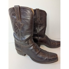 Vintage Lucchese Classics Handmade Dark Brown Leather Boots Mens Size 10D picture