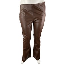 Heartbreak Women's Brown Faux Leather Vegan Flare Bootcut Trousers Pants XXL picture