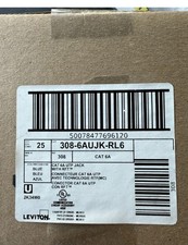 25/Box Leviton Cat 6A JACK  308-6AUJK-RL6 RJ6 BLUE 10 Gigabit Keystone picture