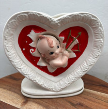 Vtg HTf Samson Import Co Vintage 1963 Cupid Heart Valentine Ceramic Planter  picture